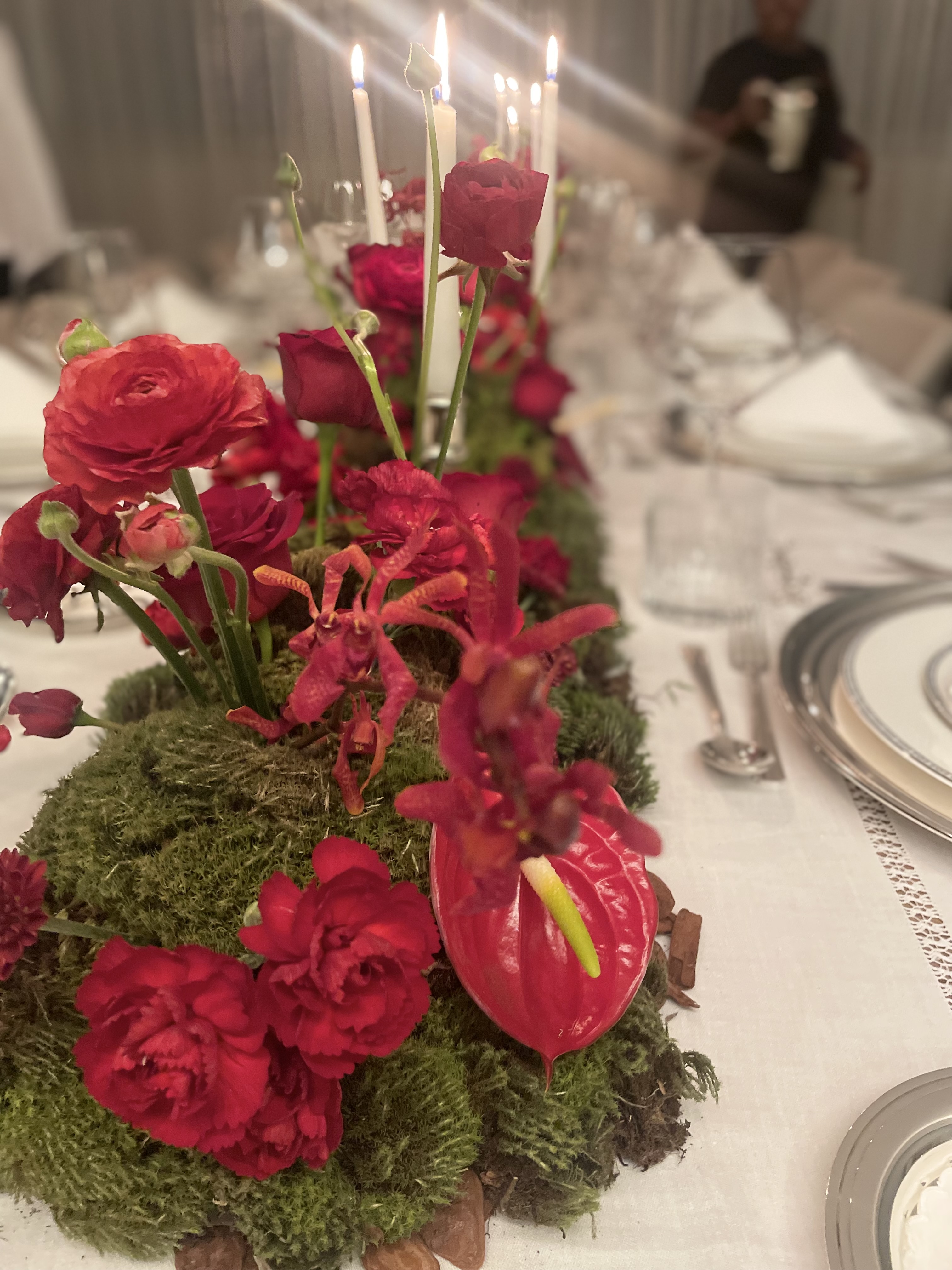 Candlelit dinner centerpiece