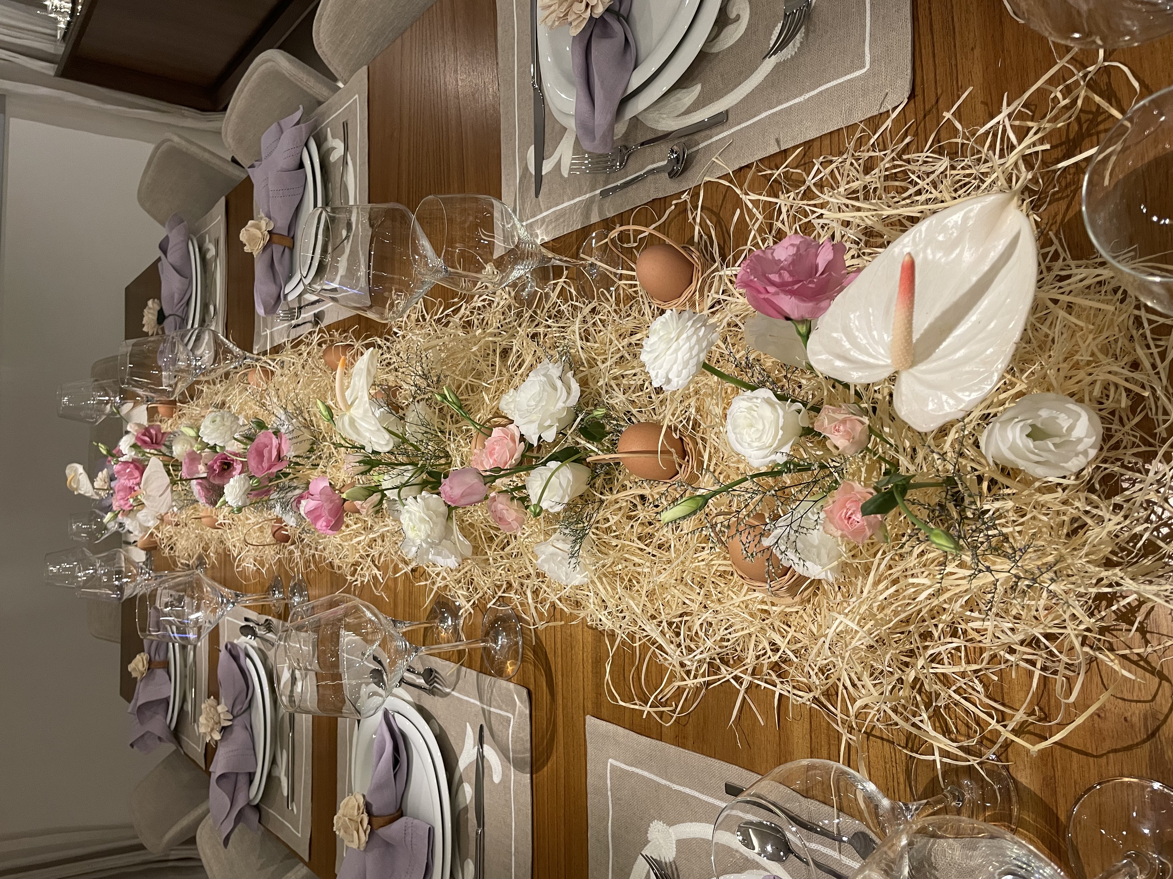 Pink and white spring table