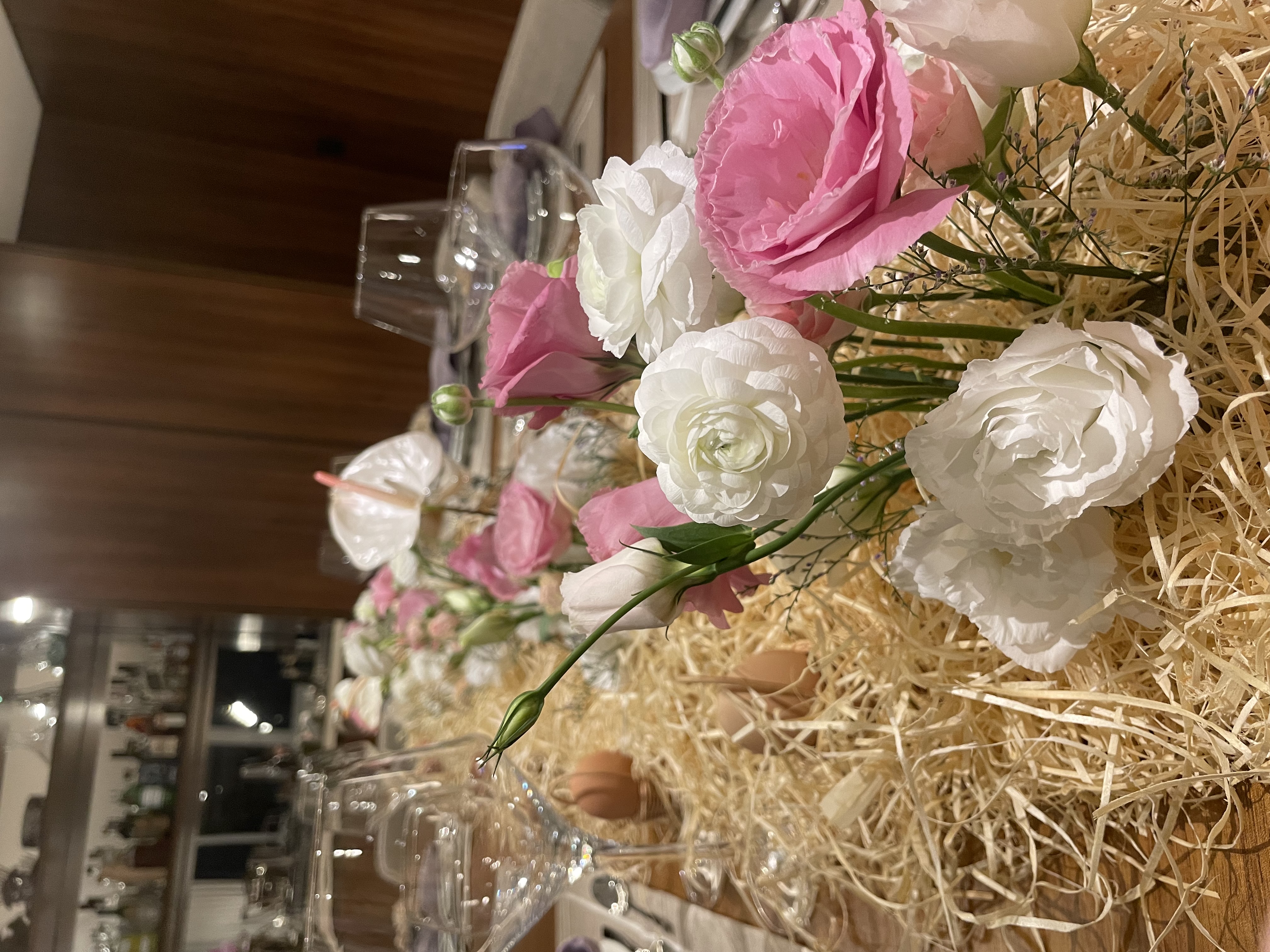 Pink and white lisianthus